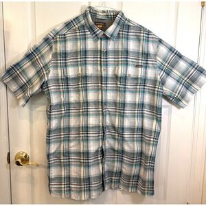 Eddie Bauer Mens TXL Short Sleeve Plaid ButtonDown Shirt Outdoor Casual Lgtweigt